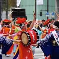 The Morioka Sansa Odori is said to have originated from a celebration dance for the god Mitsuishi, according to legend, saved the area from an evil demon. | MARK THOMPSON