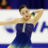 Wakaba Higuchi earned a fifth-place showing in the women\'s short program on Friday. | KYODO