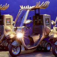 Domino\'s has been forced to swap reindeer for scooters decorated to look like the animal after its delivery plan failed to materialize. | COURTESY OF DOMINO\'S PIZZA JAPAN INC.