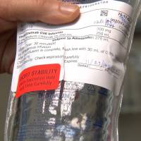 An IV bag of a Takeda Pharmaceutical drug, part of a clinical trial for a functional HIV cure at National Institutes of Health, is shown in Bethesda, Maryland, on Nov. 22. Takeda drug could be part of functional cure for HIV: study