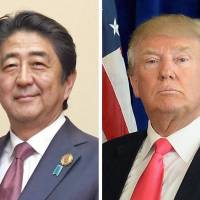 Japan and the United States are reportedly arranging a meeting between Prime Minister Shinzo Abe and President-elect Donald Trump around January 27. | KYODO, GETTY IMAGES