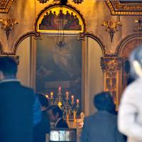 Visitors walk through the Holy Resurrection Cathedral in Tokyo on Nov. 6. | YOSHIAKI MIURA