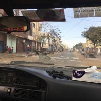 The streets of Banjul are deserted Wednesday. Special flights were being organized Wednesday to evacuate British and other tourists from Gambia, where the threat of a regional military intervention loomed as President Yahya Jammeh\'s mandate expires on Thursday after he lost elections in December. On Tuesday, he declared a state of emergency before he is supposed to cede power to President-elect Adama Barrow. | AP