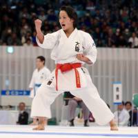 Kiyou Shimizu competes at the Japan Cup Karatedo meet at Nippon Budokan in Tokyo in December. | KAZ NAGATSUKA