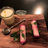 Appetizing appetizers: Rutabaga potage and red turnip stuffed with snow crab. | ROBBIE SWINNERTON