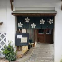 Noren hang in the entrance of a building in Katsuyama, Okayama Prefecture. | J.J. O\'DONOGHUE