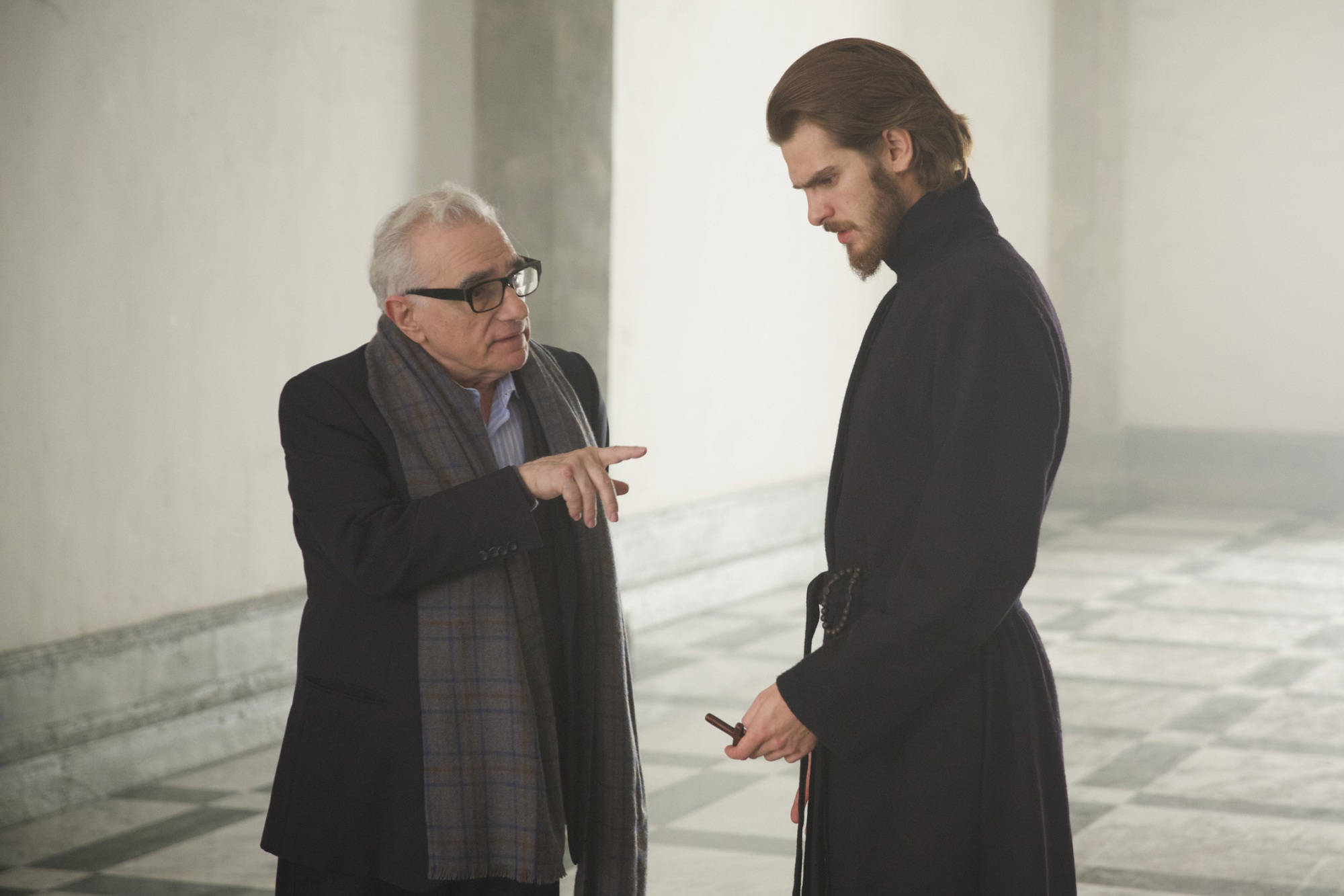 Martin Scorsese and Andrew Garfield on the set of &quot;Silence&quot; | &#169; 2016 FM Films, LLC. All Rights Reserved.