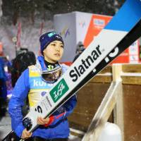 Sara Takanashi placed fifth in Friday\'s women\'s World Cup ski jump competition. | KYODO