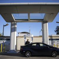 A customer refuels a Toyota Mirai hydrogen fuel cell vehicle at the UC Irvine Hydrogen Fueling Station, operated by the National Fuel Cell Research Center, in Irvine, California, on  Feb. 4. | BLOOMBERG