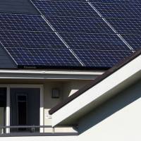 This house built by Mitsui Fudosan Co. is equipped with Panasonic Corp. solar panels. It is part of the Fujisawa Sustainable Smart Town, developed by a consortium led by Panasonic, in Fujisawa, Kanagawa Prefecture. | BLOOMBERG