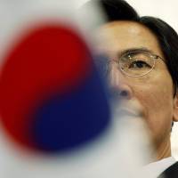 An Hee-jung, a candidate for the upcoming South Korean presidential election, attends a debate in Seoul on Feb. 8. | REUTERS