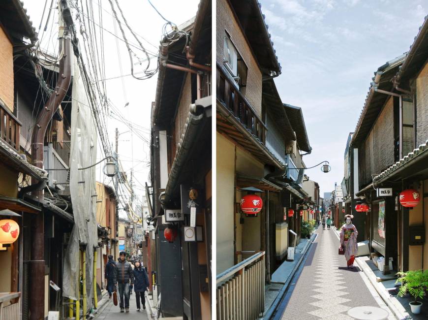 Kioto comienza a eliminar los postes de luz