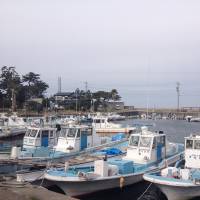 Fishing boats sit moored at a pier on Kimakajima, Aichi Prefecture. | KATHRYN WORTLEY