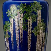 Detail of \"Large Cloisonne Vase with Chrysanthemum Crest and Wisteria Blossom Motif.\" | AMIKAWA CLOISONNE MUSEUM OF KYOTO; SENNYUJI, KYOTO