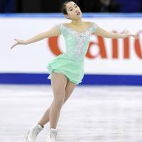 Mai Mihara competes in the women\'s free skate on Saturday night. | KYODO
