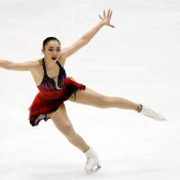 Rika Hongo skates during the women\'s short program at the Asian Winter Games on Thursday in Sapporo. | REUTERS
