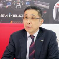 Hiroto Saikawa, Nissan Motor Co.\'s co-chief, is interviewed in Geneva on Tuesday. KYODO | KYODO