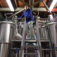 Head brewer / co-founder Chris Hainge gives a tour of Kyoto Brewing Co.  | SATOKO KAWASAKI