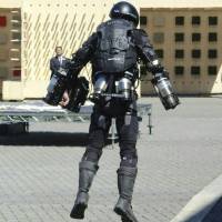 Wearing a Daedalus suit, Richard Browning lifts off in Vancouver on Thursday. British inventor takes flight in 'Iron Man' suit