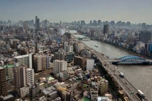 The Sumida River, as seen from the Asahi Beer Hall in Tokyo