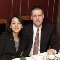 Mao Asada and Jack Gallagher at a Foreign Sportswriters Association of Japan meeting in Tokyo on Jan. 31, 2006. Mao, who was 15 at the time, was being honored as Japan\'s top athlete for 2005. | YOSHIAKI MIURA