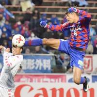 Eder Lima scores Ventforet Kofu\'s second goal in their 2-0 win over Consadole Sapporo in the J. League on Sunday. | KYODO