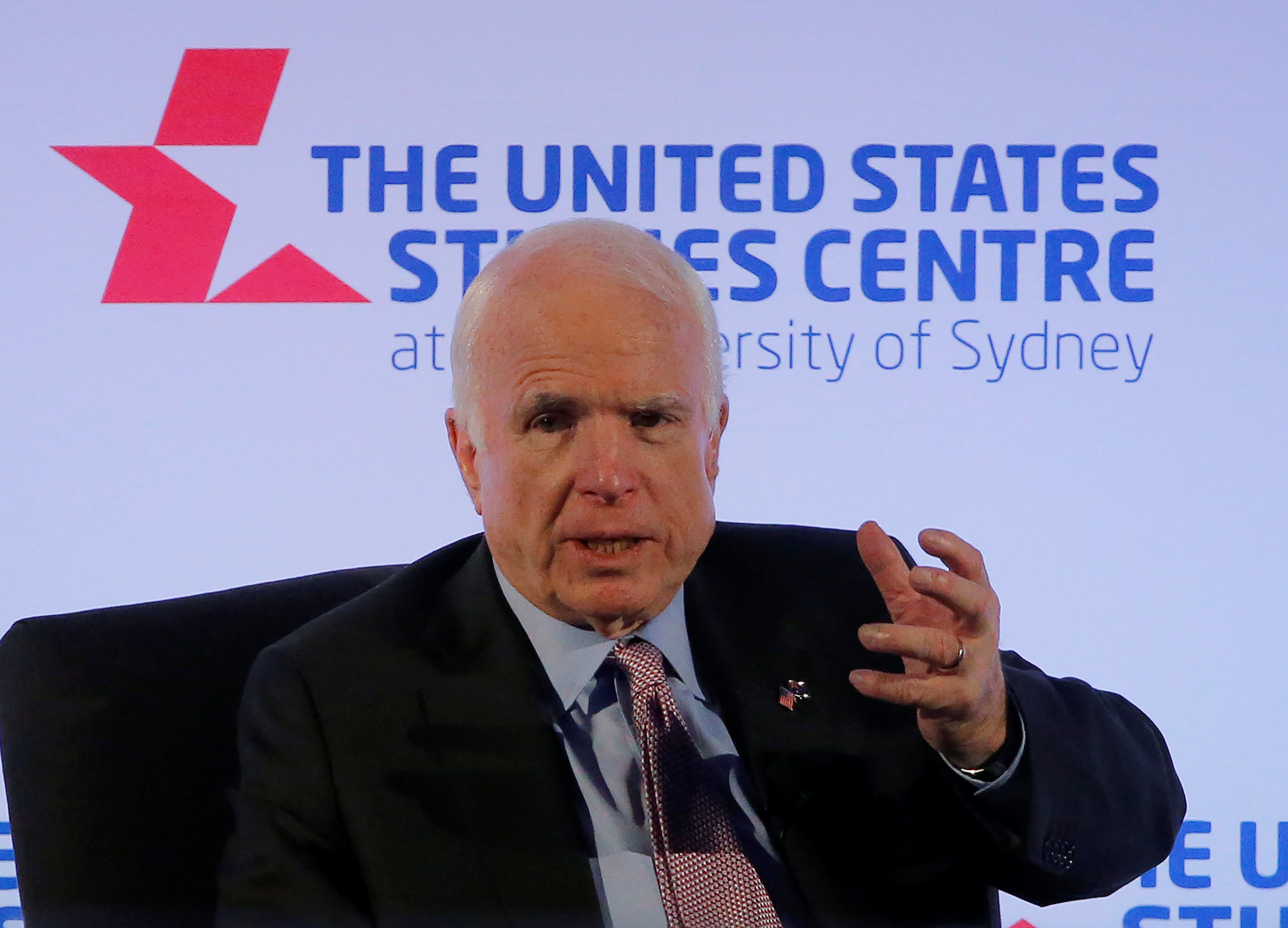 U.S. Sen. John McCain speaks at a United States Studies Centre event in Sydney Tuesday. | REUTERS