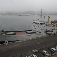 The North Korean ferrye Mangyongbong is docked in the port of the far eastern city of Vladivostok, Russia, Thursday. | REUTERS
