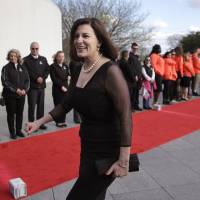 Victoria Reggie Kennedy, widow of Sen. Edward M. Kennedy, arrives at the John F. Kennedy Presidential Library and Museum before the 2017 Profile in Courage award ceremonies Sunday in Boston. Former President Barack Obama is to be presented with the award Sunday. Kennedys giving Obama Profile in Courage Award