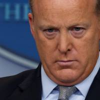 White House Press Secretary Sean Spicer holds his daily briefing at the White House in Washington Monday. | REUTERS