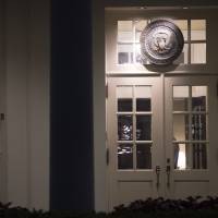 An image of U.S. President Donald Trump appears on a television screen inside the West Wing of the White House on Monday shortly after the Washington Post reported Trump had revealed highly classified information to Russia’s foreign minister and ambassador. Trump claims 'absolute right' to share info with Russia