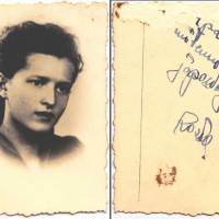 On the back of a photograph of Sonia Reed, a message in Polish reads: “Remember me — to the nice Japanese person.” Reed handed the photo to a Japanese travel agent escorting refugees aboard a JTB vessel in the spring of 1941. | COURTESY OF DEBORAH REED