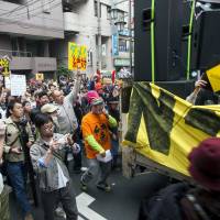 People power: Rankin’ Taxi leads one of the first antinuclear demonstrations in Tokyo’s Koenji neighborhood in 2011. Politics and pop: a perfect pairing
