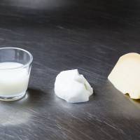 These three milk products have entirely different textures: milk, Icelandic skyr and cheese. | JONAS DROTNER MOURITSEN
