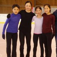 (From left) Takeru Kataise, Moa Iwano, Rion Sumiyoshi and Akari Matsuoka pose for a photo during their recent trip to Venice to have new boots made by Risport Skates. | COURTESY PHOTO