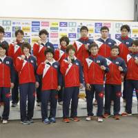 Japan judo national team members for a photo at the National Training Center on Tuesday. | KYODO