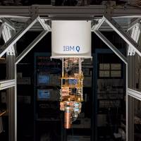 To cool superconducting bits for a quantum computer processor, this dilution refrigerator at IBM\'s Thomas J. Watson Research Center cools to 15 millikelvin. | BLOOMBERG