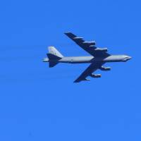 U.S. Air Force B-52 bomber flies during the annual recurring multinational, maritime-focused NATO exercise BALTOPS 2017 near Ventspils, Latvia, Tuesday. | REUTERS