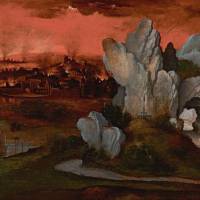 Joachim Patinir\'s \"Landscape with the Destruction of Sodom and Gomorrah\" (c.1520) | LOAN NETHERLANDS CULTURAL HERITAGE AGENCY, RIJSWIJK/AMERSFOORT, ON LOAN TO MUSEUM BOIJMANS VAN BEUNINGEN, ROTTERDAM, THE NETHERLANDS
