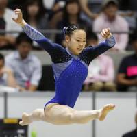 Sae Miyakawa performs during the floor competition at the apparatus national championships on Sunday in Takasaki, Gunma Prefecture. | KYODO