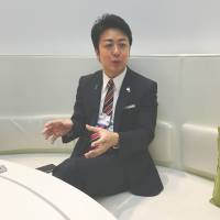 Fukuoka Mayor Soichiro Takashima speaks in an interview in Dalian, China, in late June. Mayor Soichiro Takashima envisions Fukuoka as a living lab for internet of things