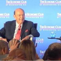 U.S. Commerce Secretary Wilbur Ross (left) talks at a symposium in Washington on Tuesday. | KYODO