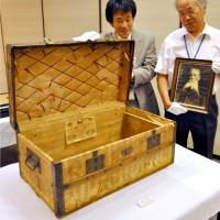 A Louis Vuitton suitcase that belonged to Itagaki Taisuke, a 19th century politician, is shown at Kochi Liberty and People\'s Rights Museum in the city of Kochi on Sept. 16, 2011. | KYODO