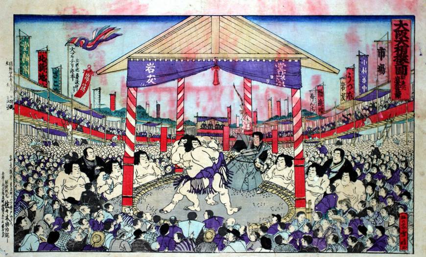 Special Exhibition: Sumo and Japanese Swords Picture depicting an Osaka sumo match (1892) | THE COLLECTION OF OSAKA MUSEUM OF HISTORY