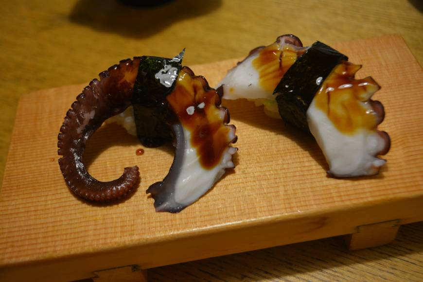 Nanaezushi Shichijo Now that's service: The octopus tentacles at Nanaezushi are massaged, making them soft instead of tough to eat. | J.J. O'DONOGHUE