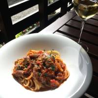 A slice of Italy in Shonan: Firefly squid and wild butterbur bud linguine at Latteria Bebe. Latteria Bebe