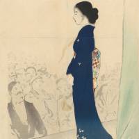 In the spotlight: A woman addresses a crowd of men clad in Western attire in this illustration by Kaburagi Kiyokata, which accompanies “A Modern Woman” by Murakami Namiroku in “A Tokyo Anthology: Literature from Japan’s Modern Metropolis, 1850-1920.” 'A Tokyo Anthology: Literature from Japan's Modern Metropolis, 1850-1920': Collection sheds light on corners of the Meiji Era
