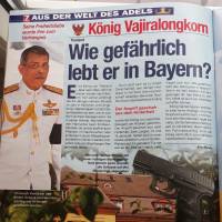 A story in the June 24 edition of German magazine 7 Tage reports on a June 10 incident in which two boys shot plastic pellets at Thailand\'s monarch while he was cycling in Munich. The headline reads \"King Vajiralongkorn: How dangerous is his life in Bavaria?\" | PAVIN CHACHAVALPONGPUN