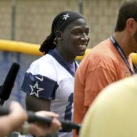 Former Cowboys wide receiver Lucky Whitehead leaves practice at the team’s training camp in Oxnard, California, on Monday. Jets claim wide receiver Whitehead after Cowboys cut him