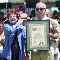 Mervyn Rose, seen at his induction into the International Tennis Hall of Fame in Newport, Rhode Island, in July 2001, has died. He was 87. Australian tennis legend Rose passes away at 87